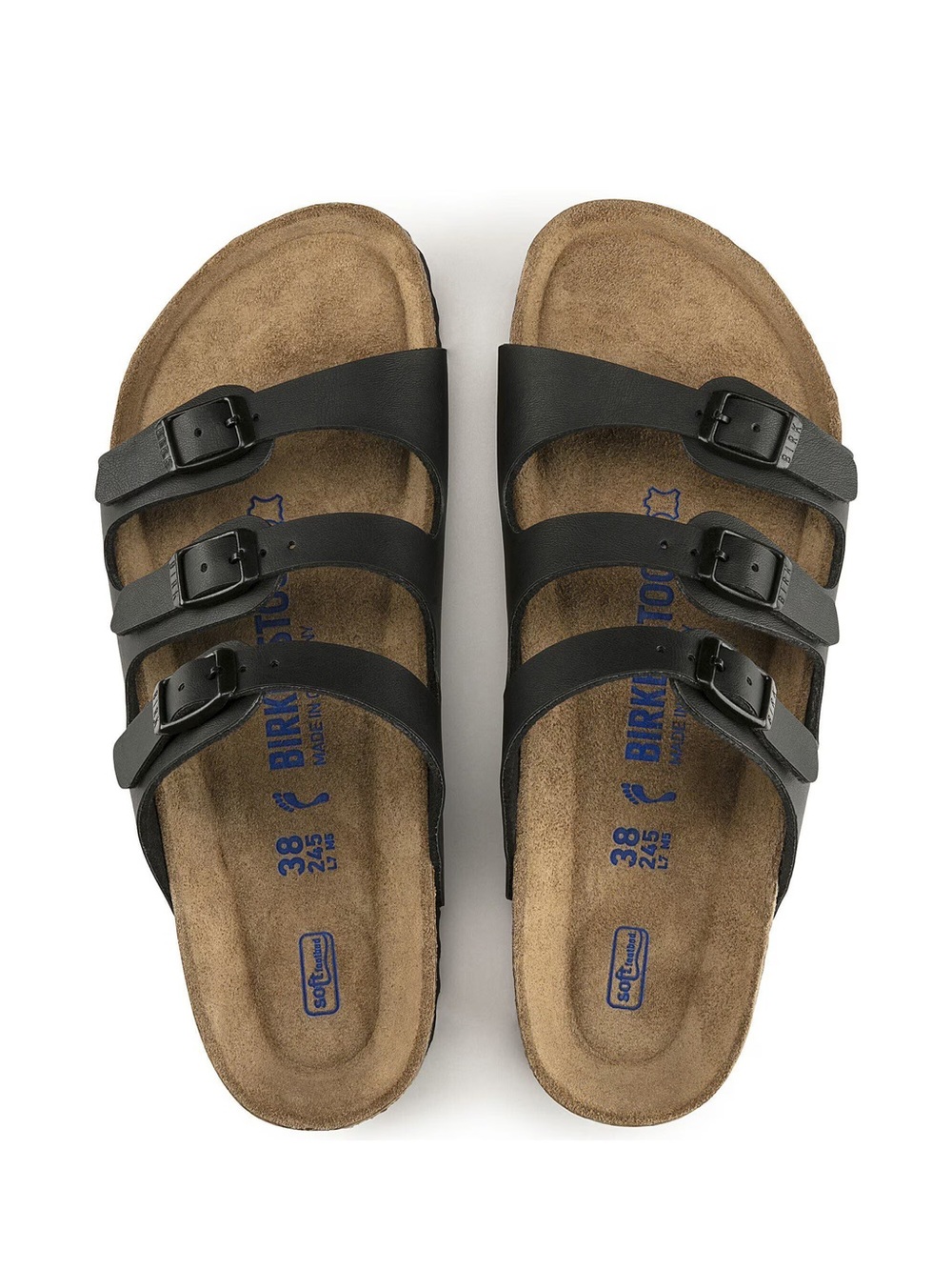 Birkenstock Women’s Black Triple Strap Cork Footbed Sandals - Size 39 - Picture 3 of 9
